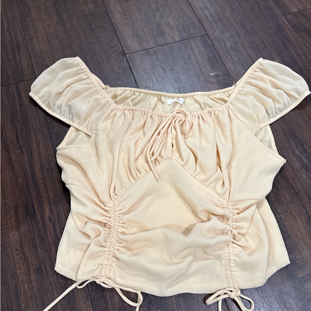 Elegant Cream Off-Shoulder Top